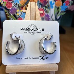 Park Lane Silver Double-Layer Beaded Hoop Earrings